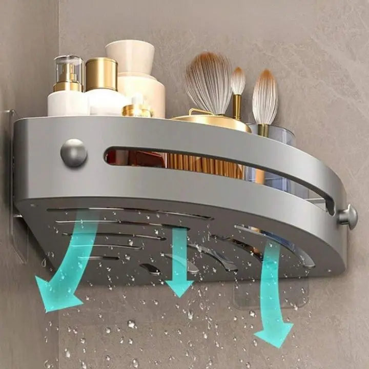Sikunuo | Bathroom Wall Shelf – Stainless Steel Corner Basket with Adhesive Holder
