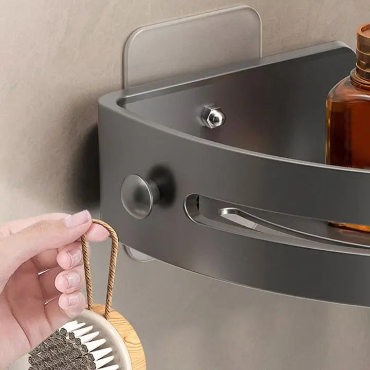 Sikunuo | Bathroom Wall Shelf – Stainless Steel Corner Basket with Adhesive Holder