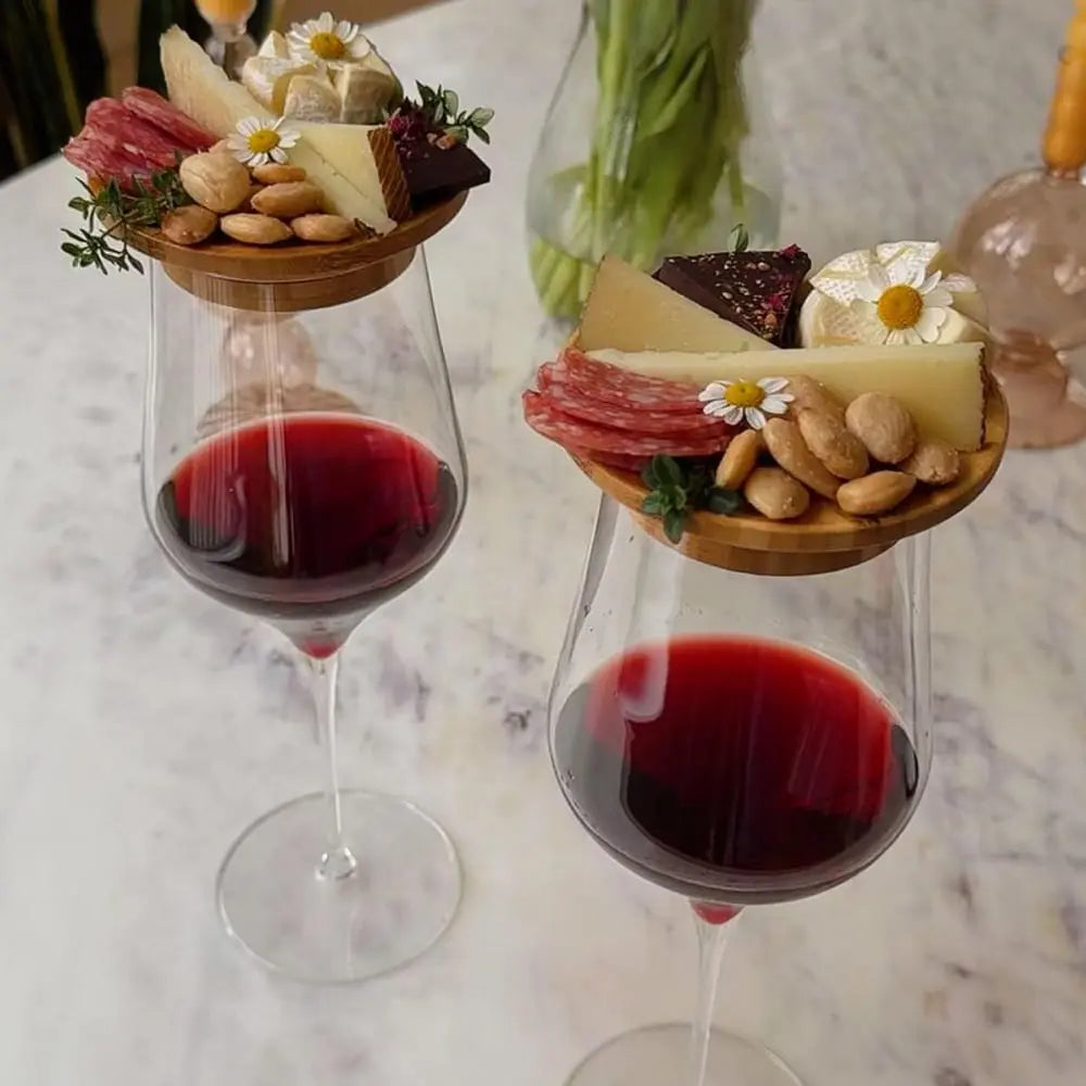 Sikunuo | Bamboo Wine Glass Snack Holder — Elegant Snack Holder for Wine Evenings