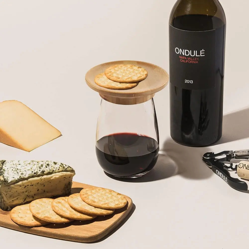 Sikunuo | Bamboo Wine Glass Snack Holder — Elegant Snack Holder for Wine Evenings