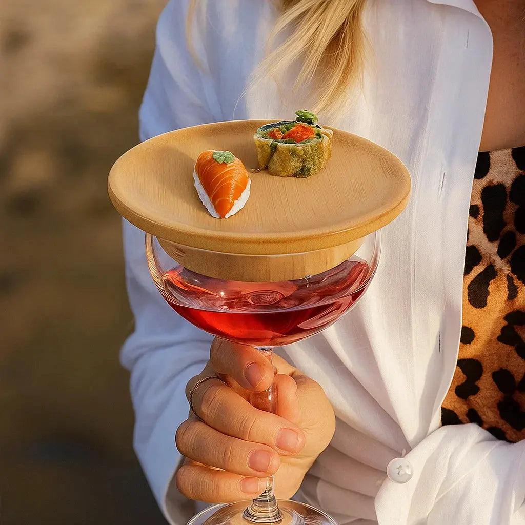 Sikunuo | Bamboo Wine Glass Snack Holder — Elegant Snack Holder for Wine Evenings
