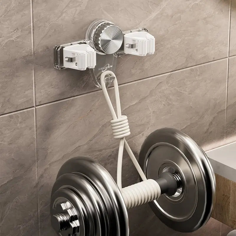 Sikunuo | Broom clamp with suction cups – Space-saving wall holder with adjustable hooks