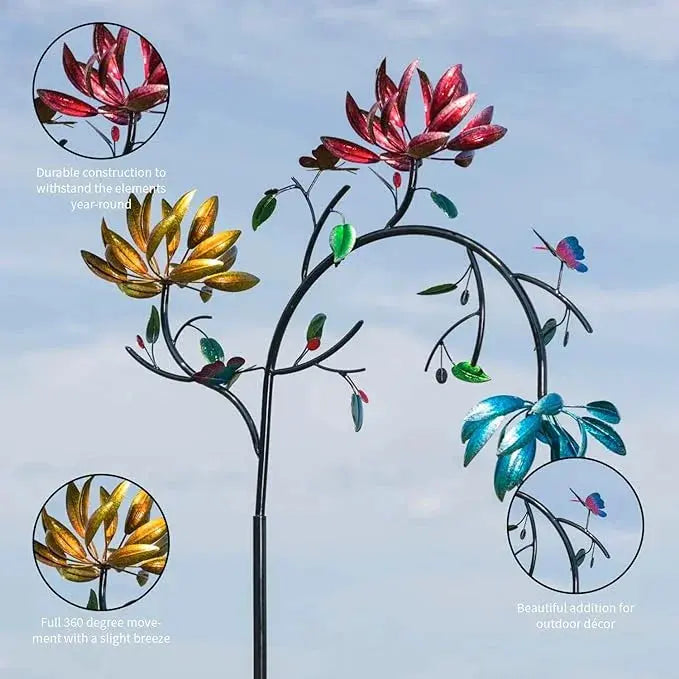 Sikunuo | Colorful Garden Windspinner – Fascinating Flower Decoration