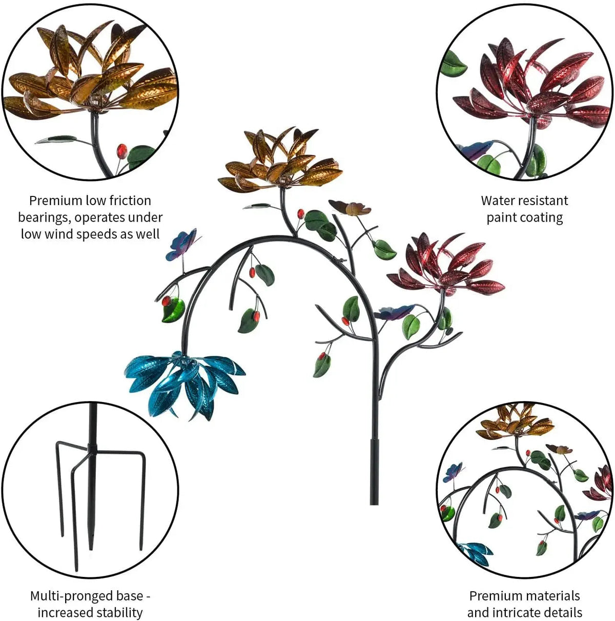 Sikunuo | Colorful Garden Windspinner – Fascinating Flower Decoration