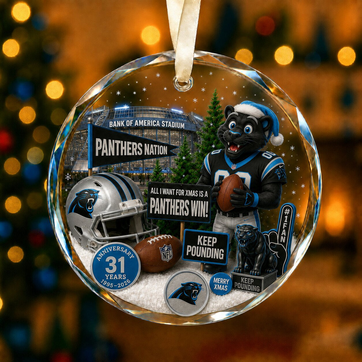 Football Team Acrylic Christmas Ornament