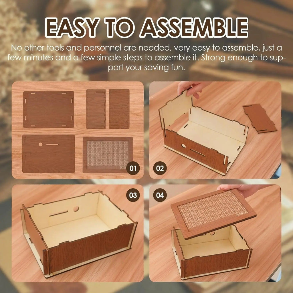 Sikunuo | CashBox Cash box made of wood – With marking for each inserted banknote
