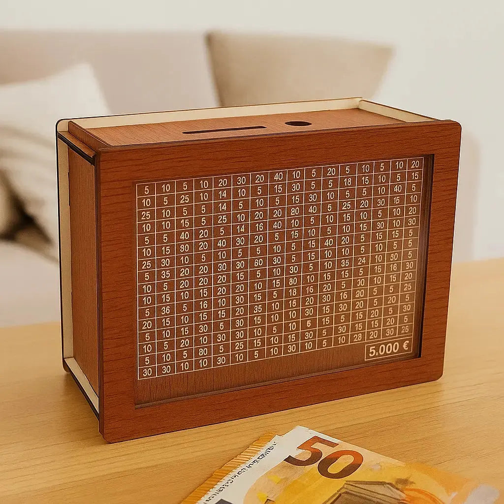 Sikunuo | CashBox Cash box made of wood – With marking for each inserted banknote