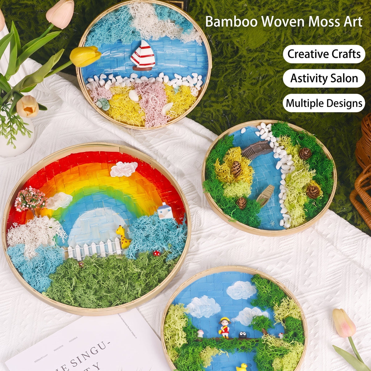 DIY Preserved Moss Art Kit with Bamboo Frame