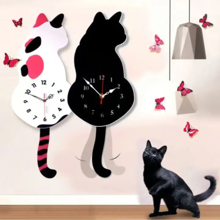 Sikunuo | Charming Cat Wall Clock with Swinging Tail