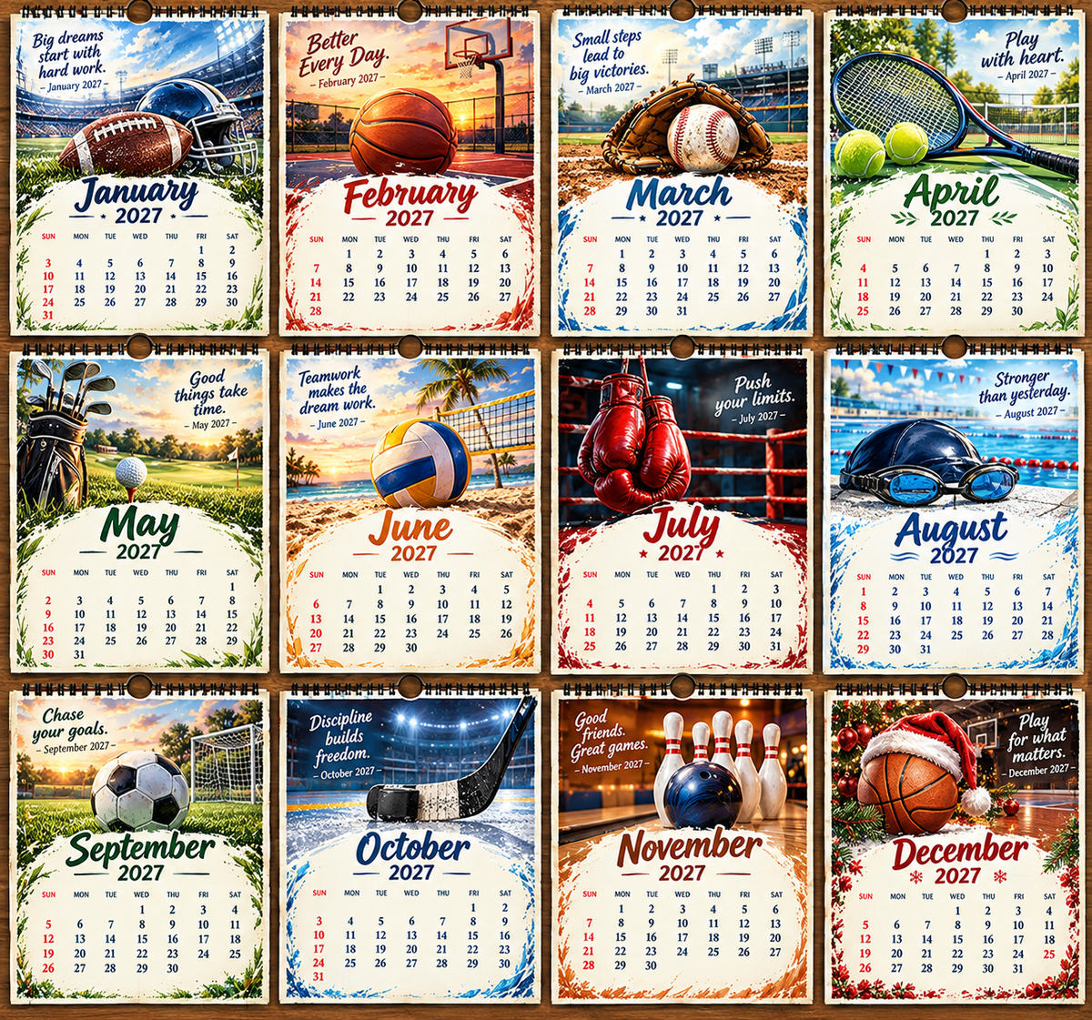 Game Day All Year – 2027 Sports Wall Calendar