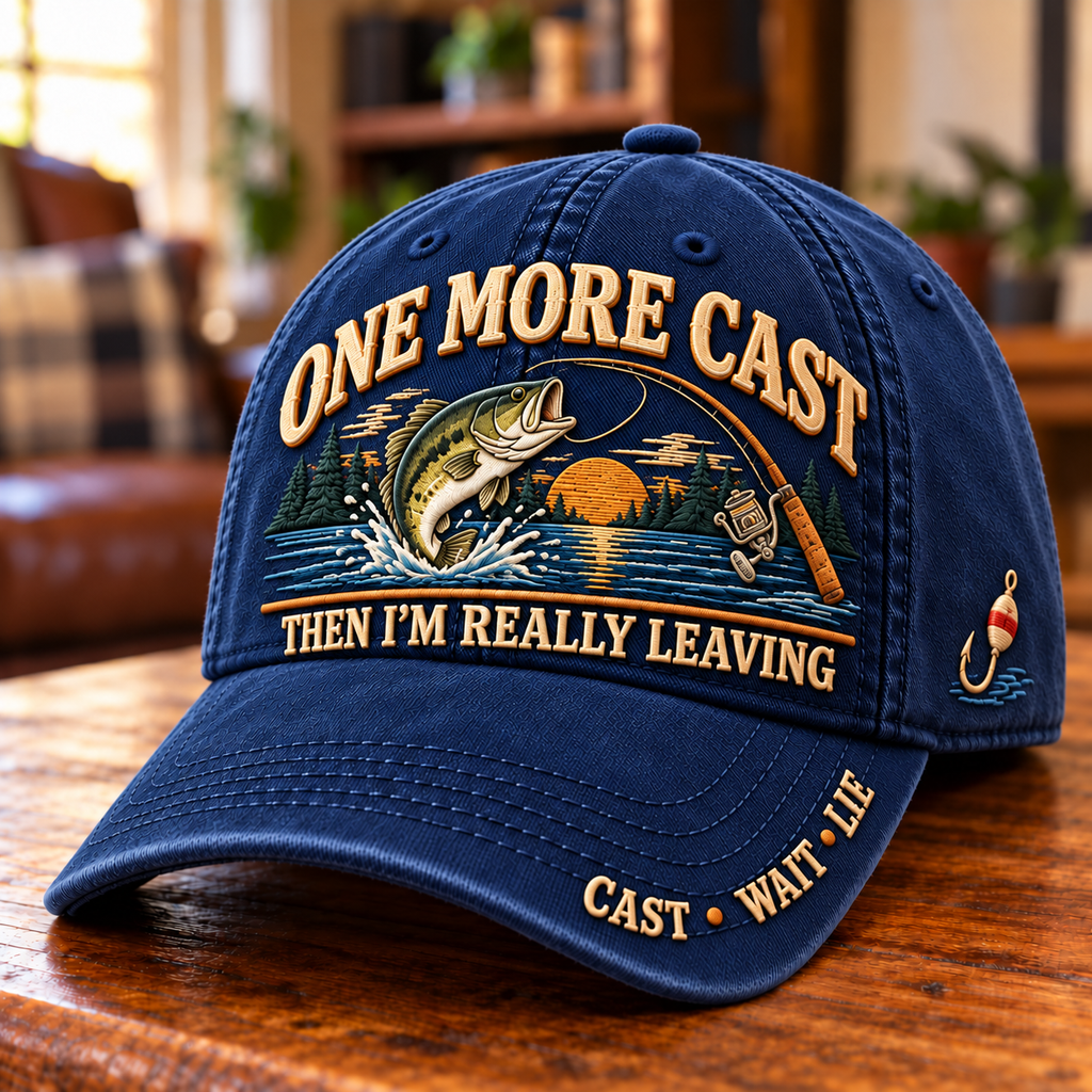 One More Cast Fisherman Humor Baseball Cap