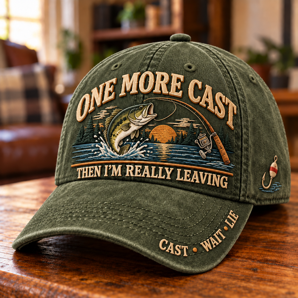 One More Cast Fisherman Humor Baseball Cap