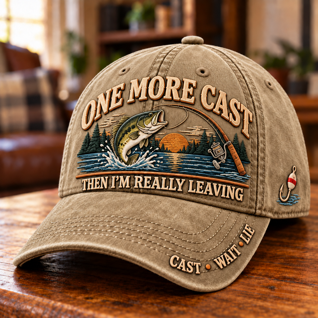 One More Cast Fisherman Humor Baseball Cap