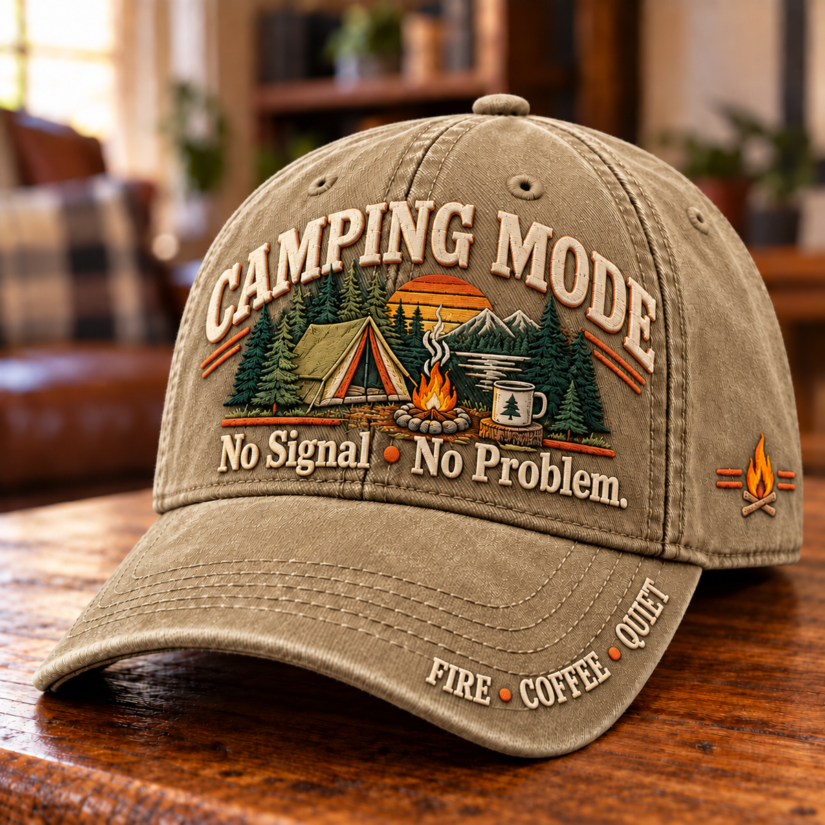 Camping Mode No Signal No Problem Outdoors Humor Baseball Cap