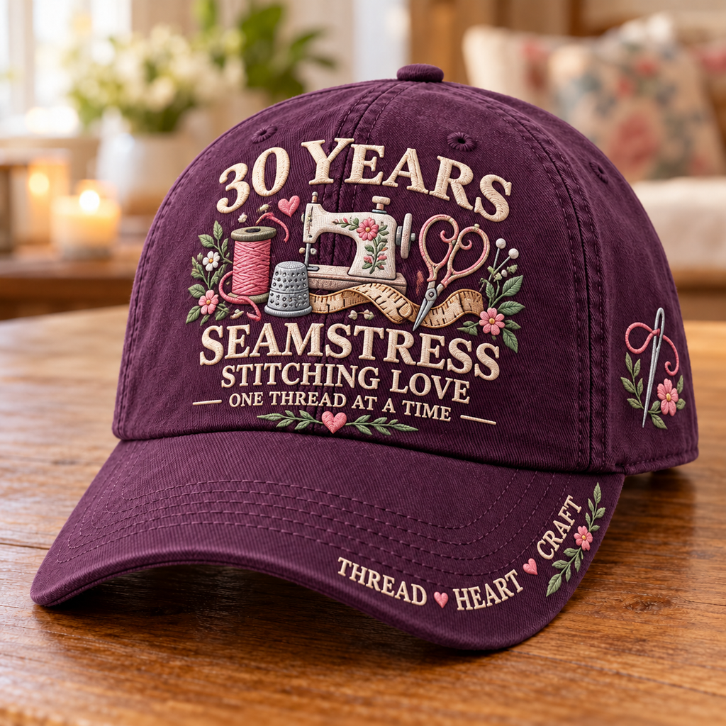 30 Years Stitching Love Seamstress Milestone Baseball Cap