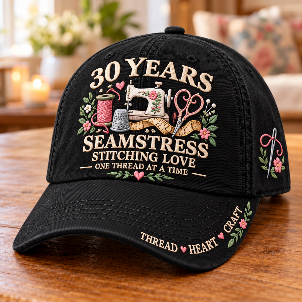 30 Years Stitching Love Seamstress Milestone Baseball Cap
