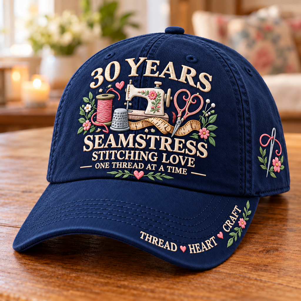 30 Years Stitching Love Seamstress Milestone Baseball Cap