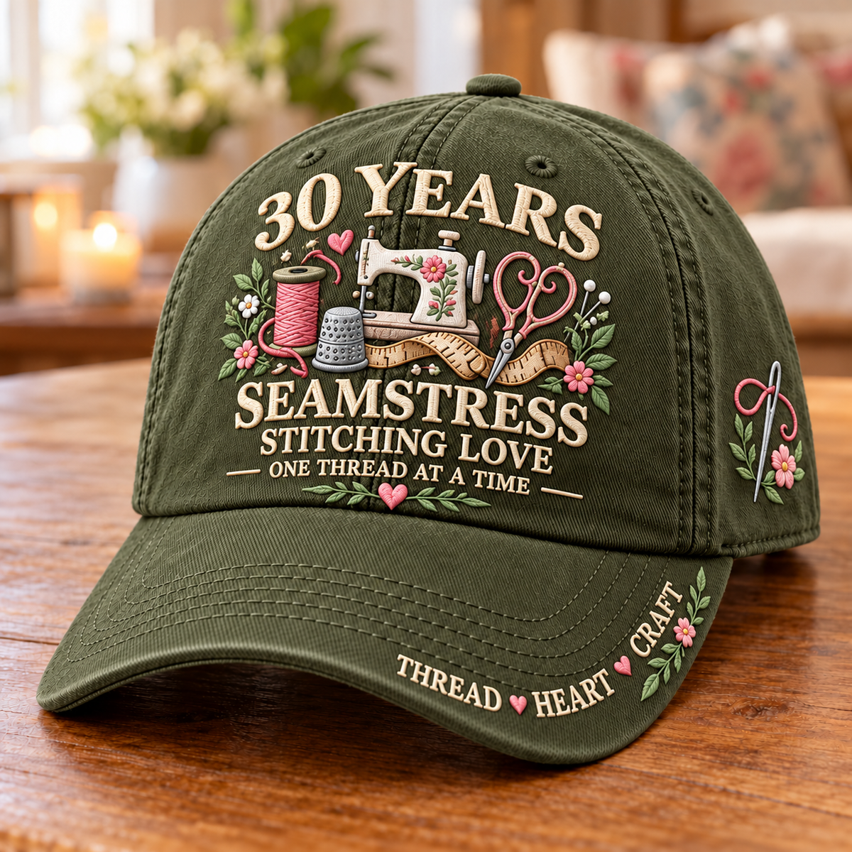 30 Years Stitching Love Seamstress Milestone Baseball Cap