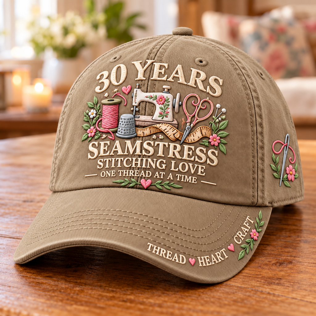 30 Years Stitching Love Seamstress Milestone Baseball Cap