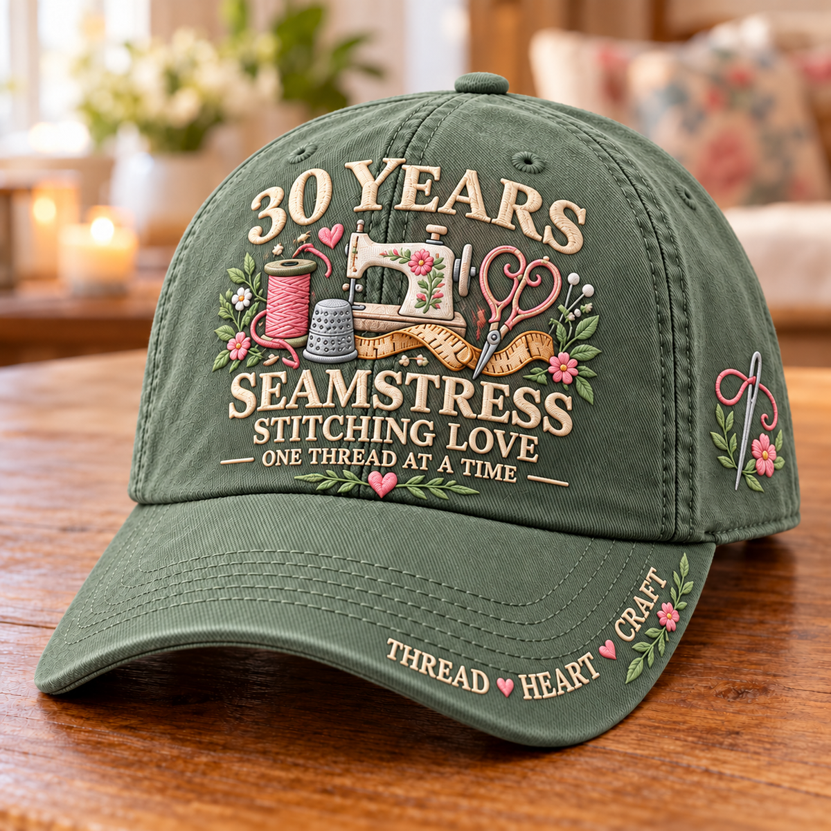 30 Years Stitching Love Seamstress Milestone Baseball Cap