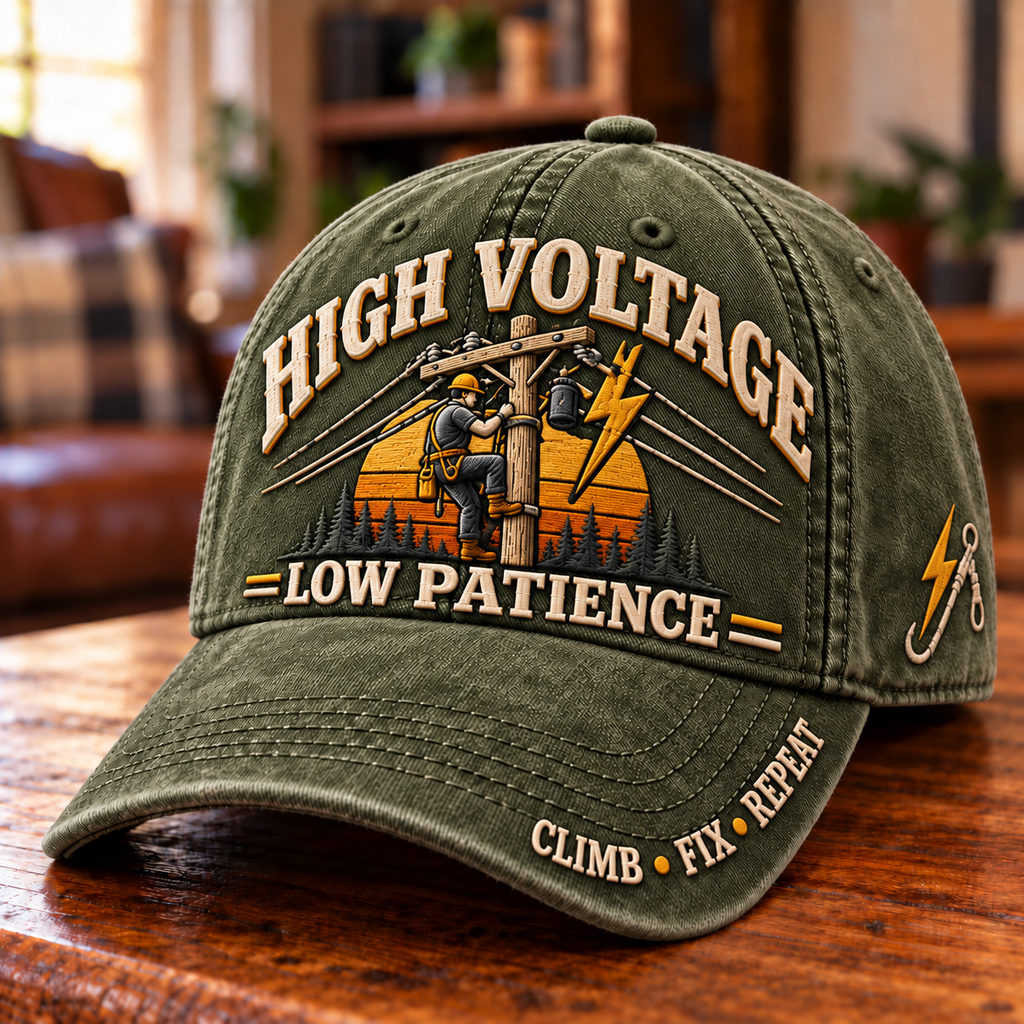 High Voltage Low Patience Lineman Work Pride Baseball Cap