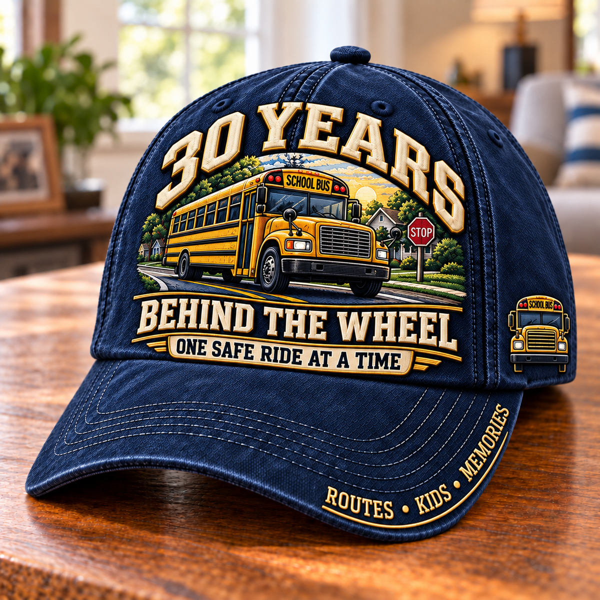 30 Years Behind The Wheel School Bus Driver Milestone Baseball Cap