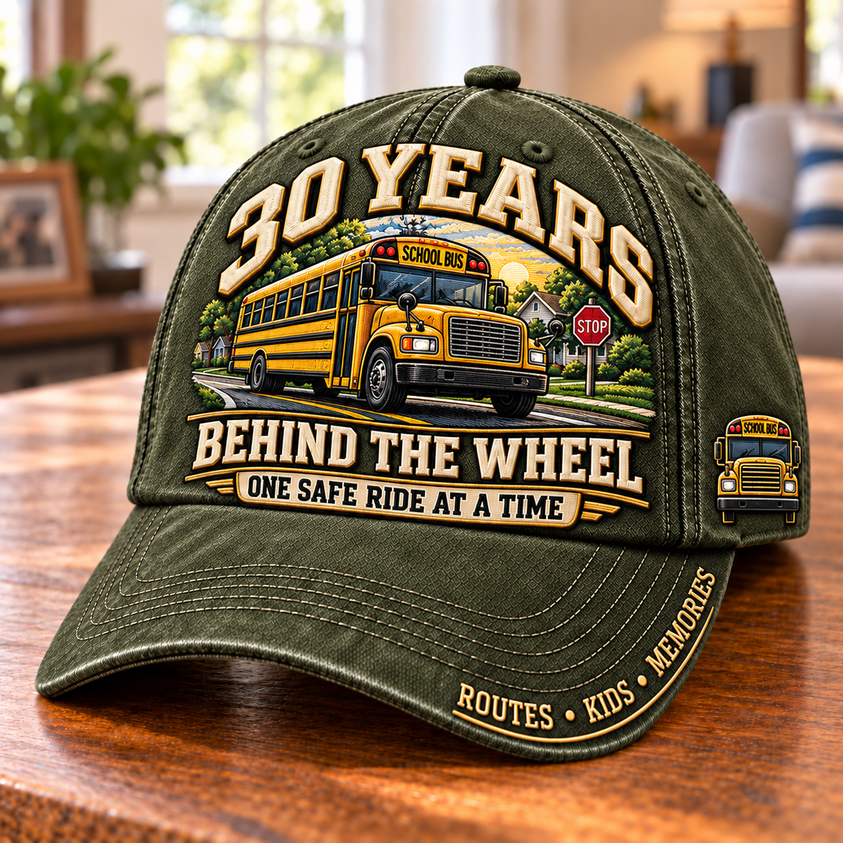 30 Years Behind The Wheel School Bus Driver Milestone Baseball Cap