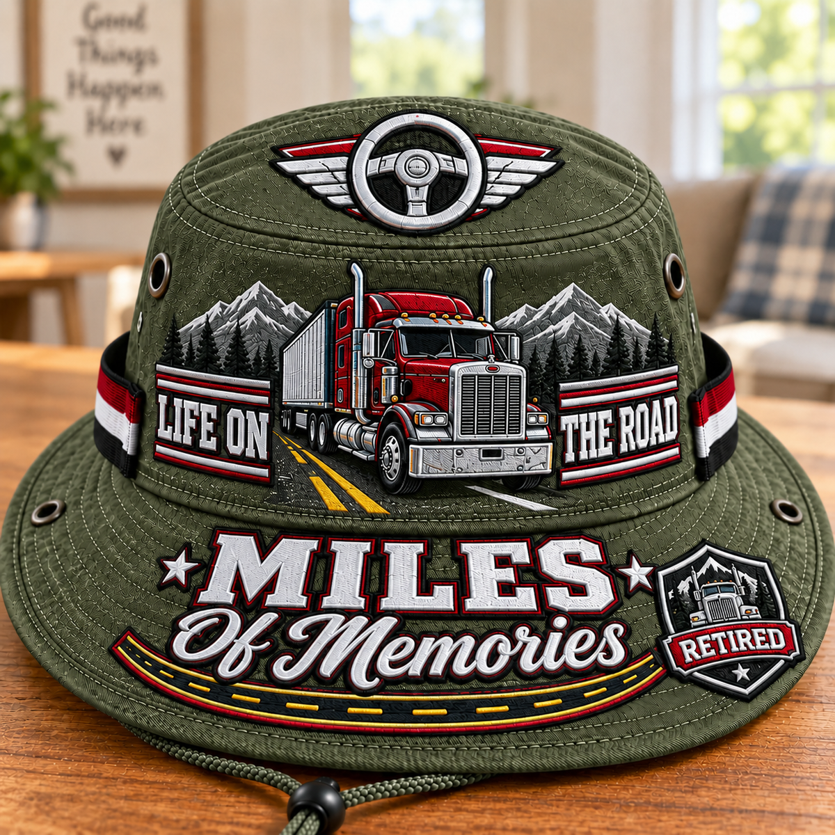 Miles Of Memories Retired Trucker Boonie Hat