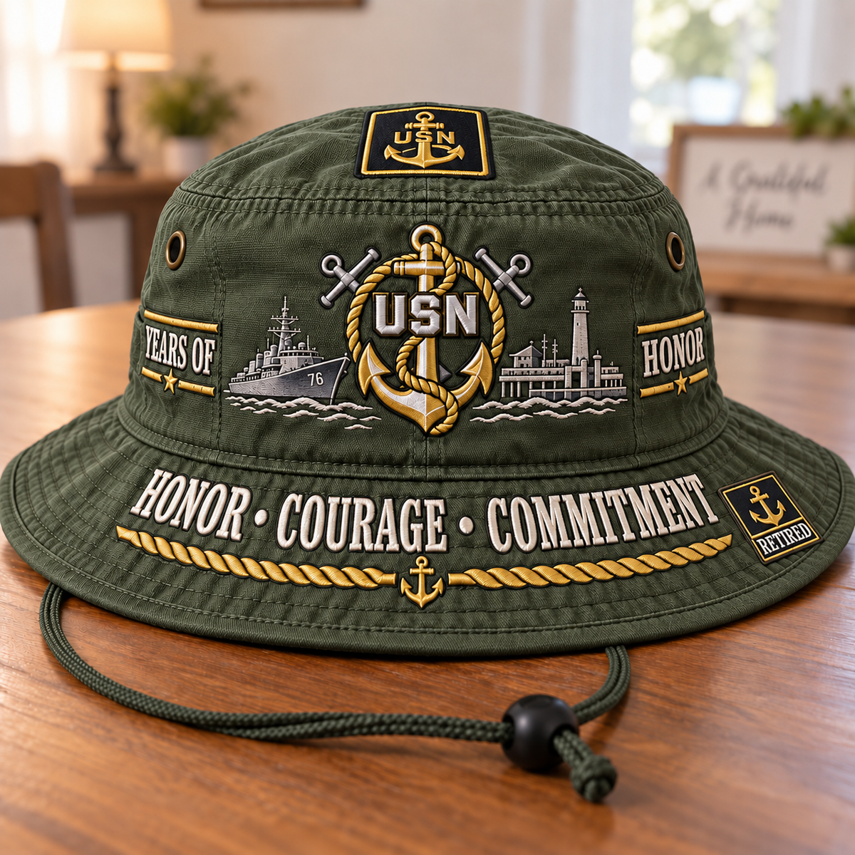 Honor Courage Commitment Retired Navy Boonie Hat