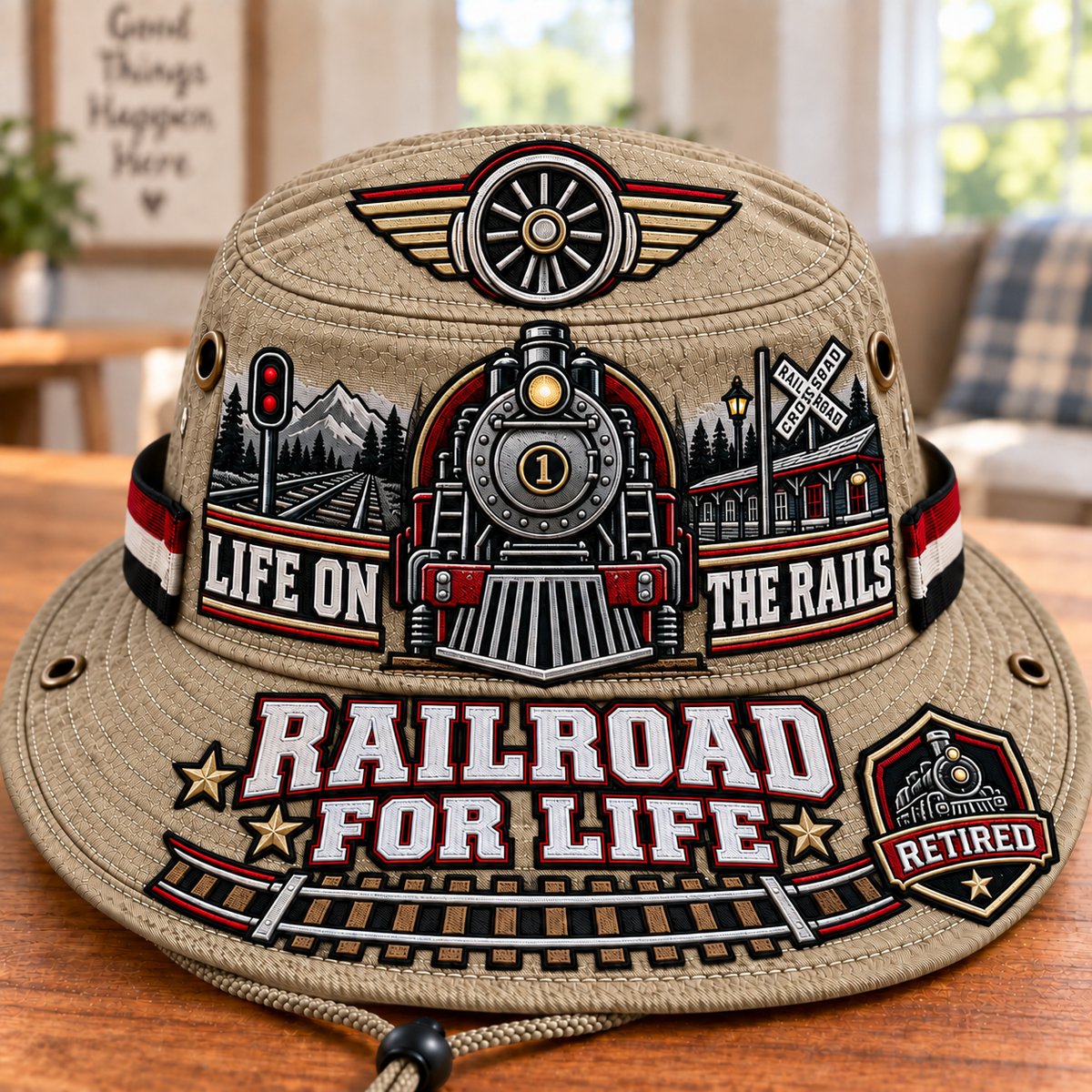 Railroad For Life Retired Railroad Worker Boonie Hat