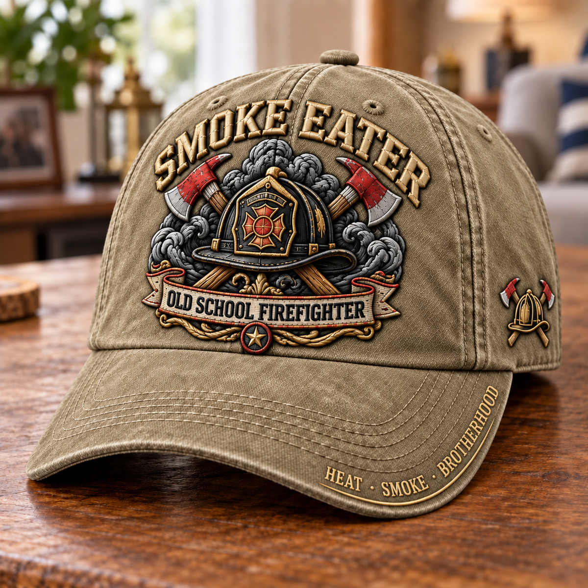 Smoke Eater Old School Firefighter Baseball Cap
