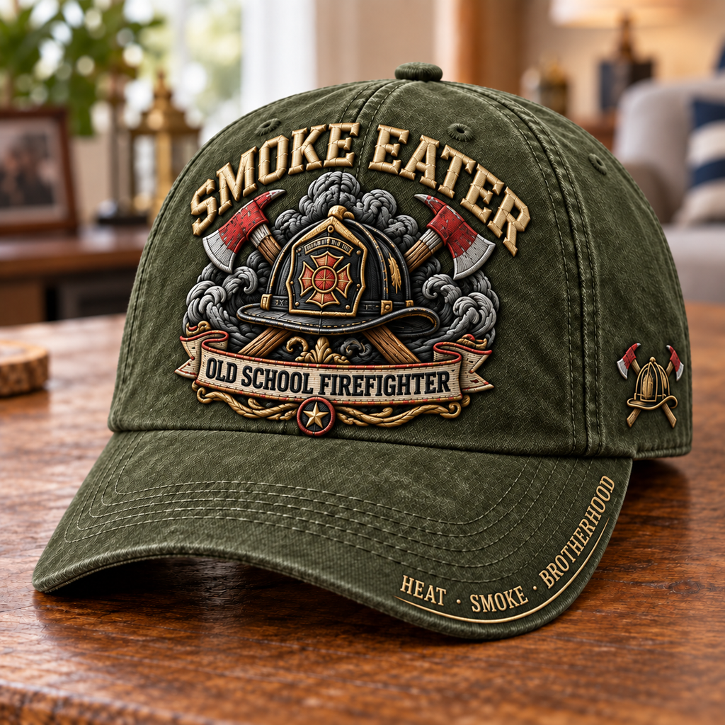 Smoke Eater Old School Firefighter Baseball Cap