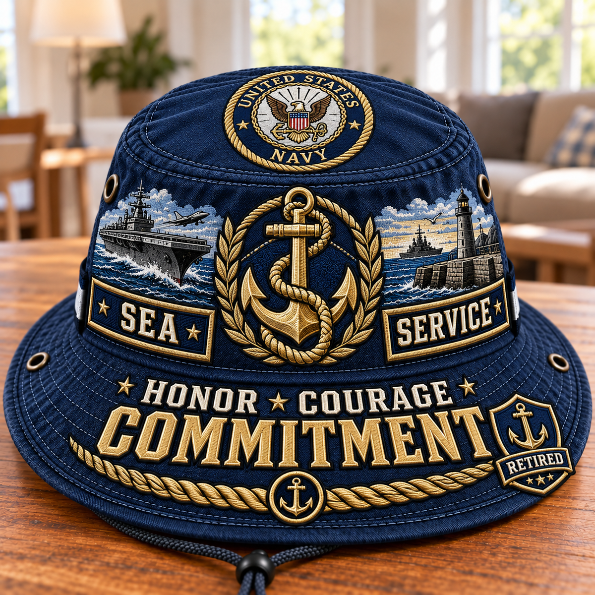 Sea Service Commitment Retired Navy Veteran Boonie Hat