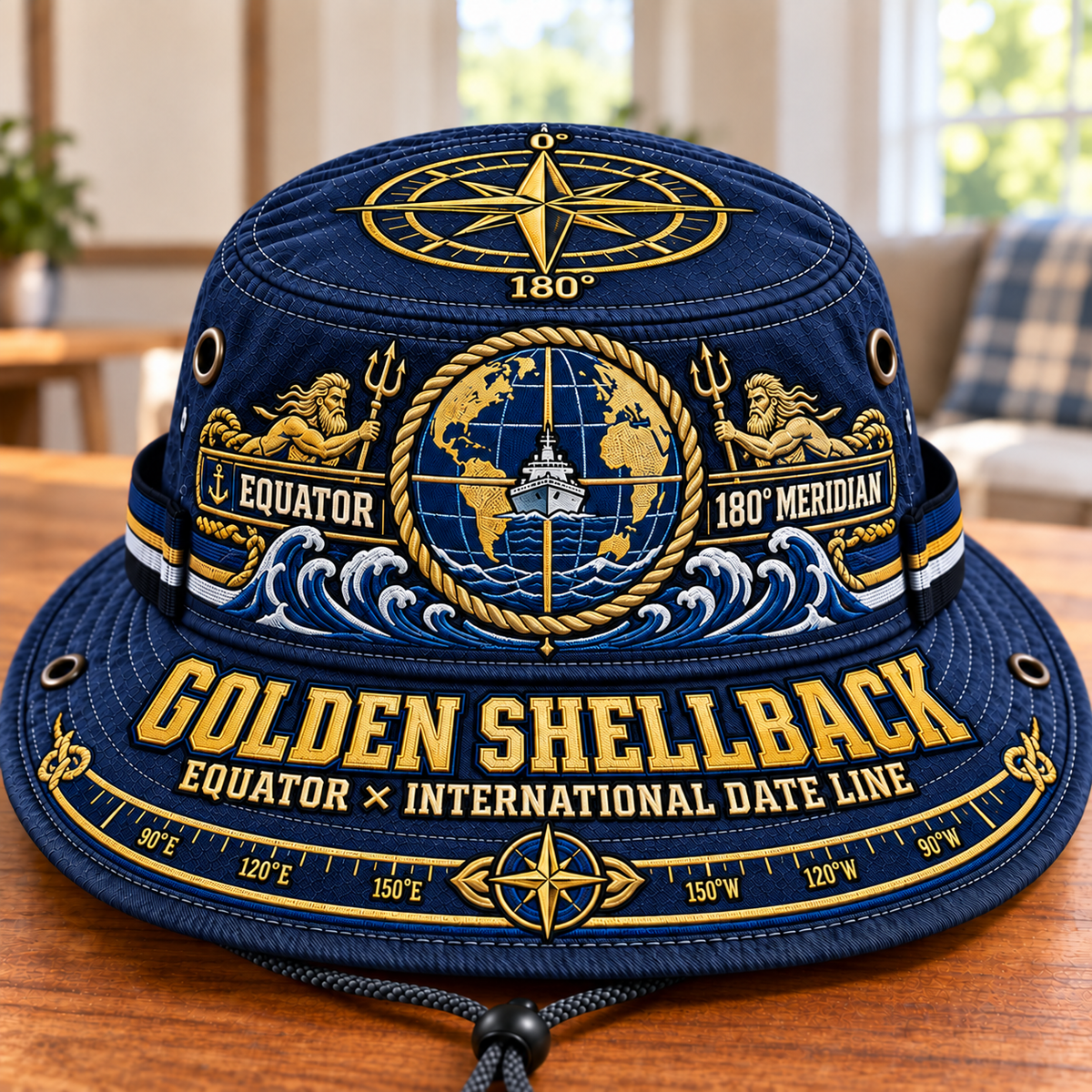 Golden Shellback Equator & Date Line Boonie Hat