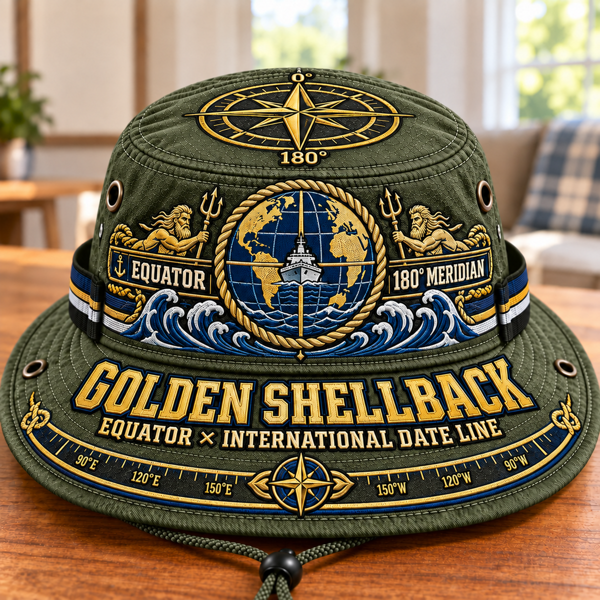 Golden Shellback Equator & Date Line Boonie Hat