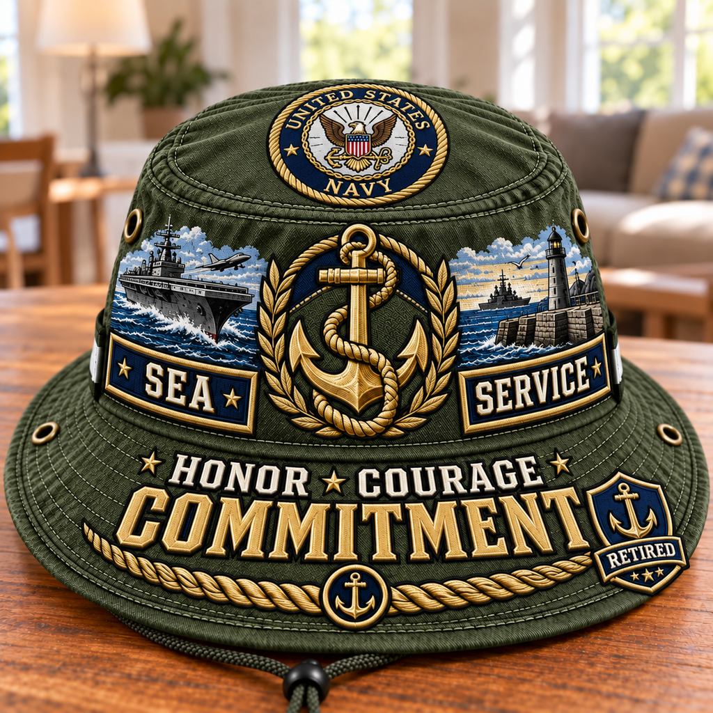 Sea Service Commitment Retired Navy Veteran Boonie Hat
