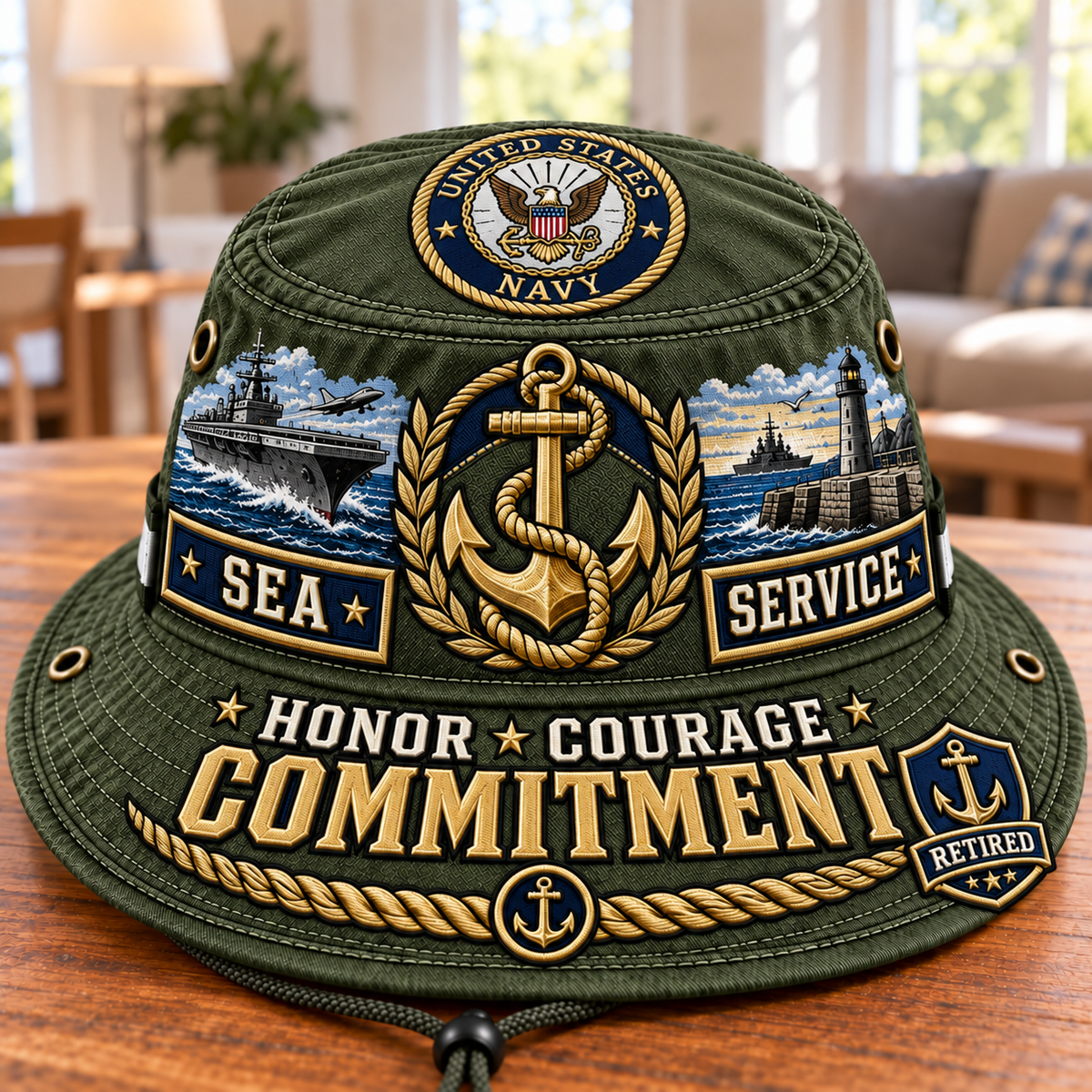 Sea Service Commitment Retired Navy Veteran Boonie Hat