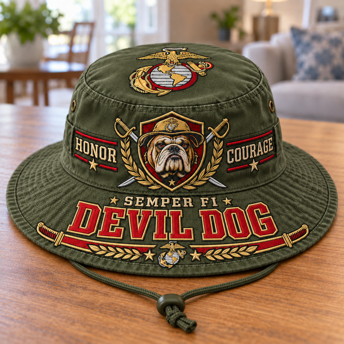 Devil Dog Honor & Courage Marine Veteran Boonie Hat