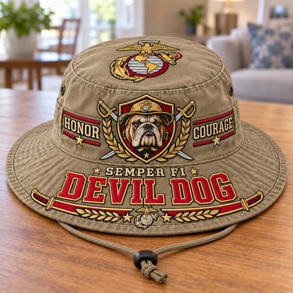 Devil Dog Honor & Courage Marine Veteran Boonie Hat