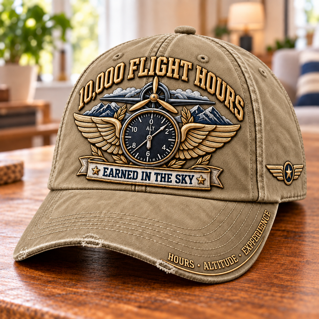 10,000 Flight Hours Earned In The Sky Baseball Cap