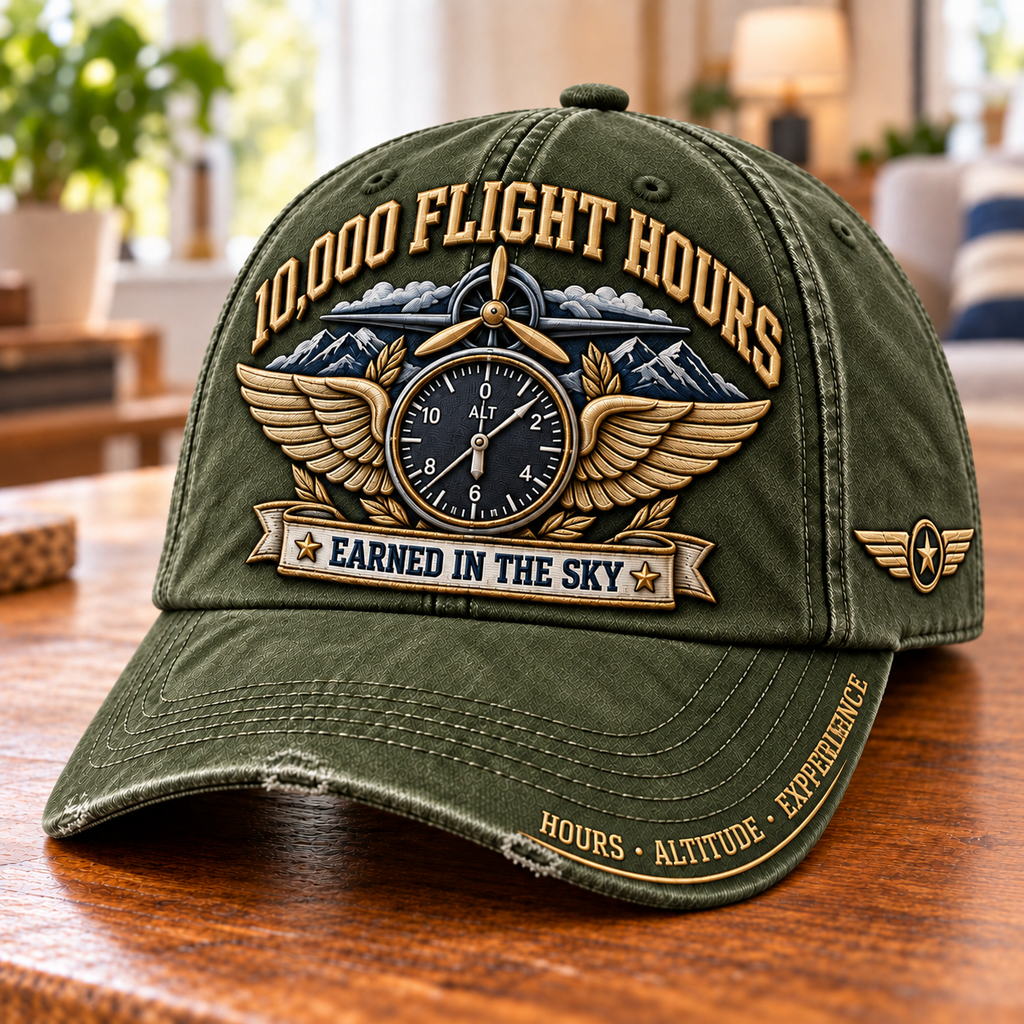 10,000 Flight Hours Earned In The Sky Baseball Cap