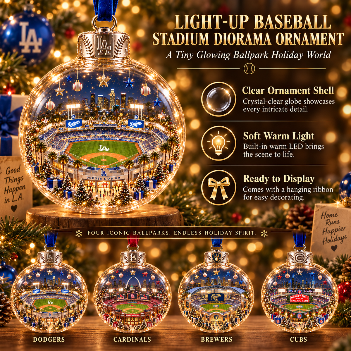 Light-Up Baseball Stadium Christmas Ornament – Holiday Keepsake