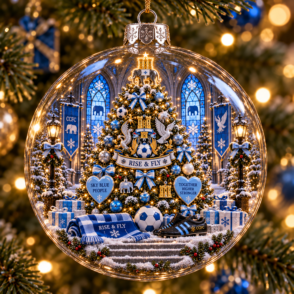 Rise & Fly Light-Up Football Christmas Globe Ornament