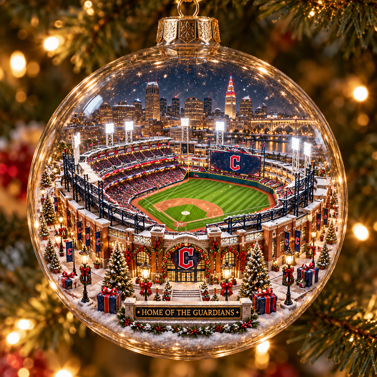 For The Land Light-Up Baseball Christmas Globe Ornament