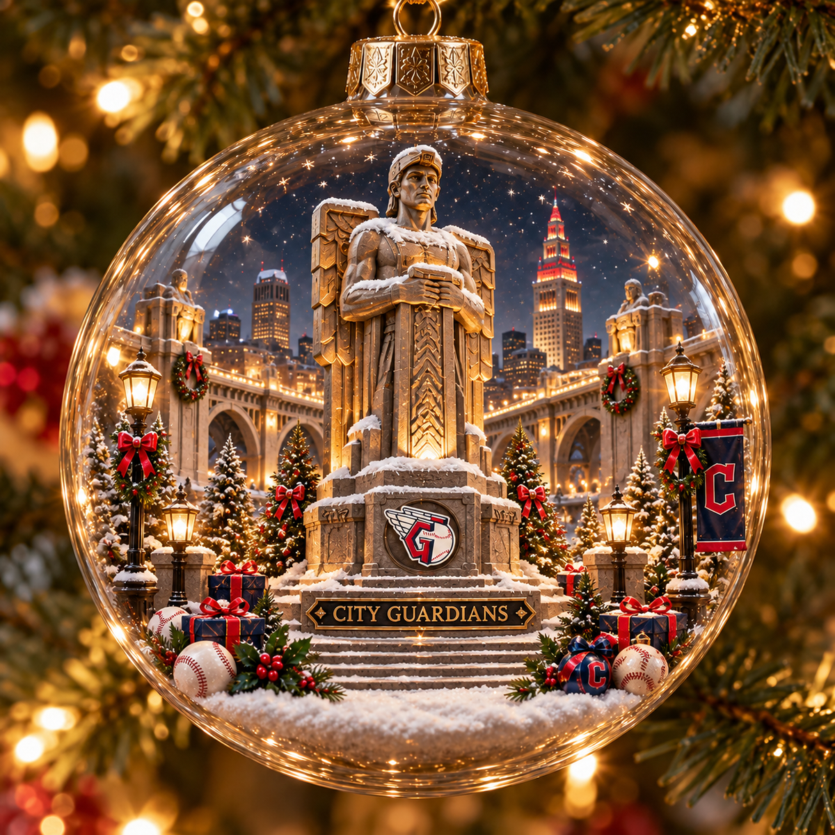 For The Land Light-Up Baseball Christmas Globe Ornament