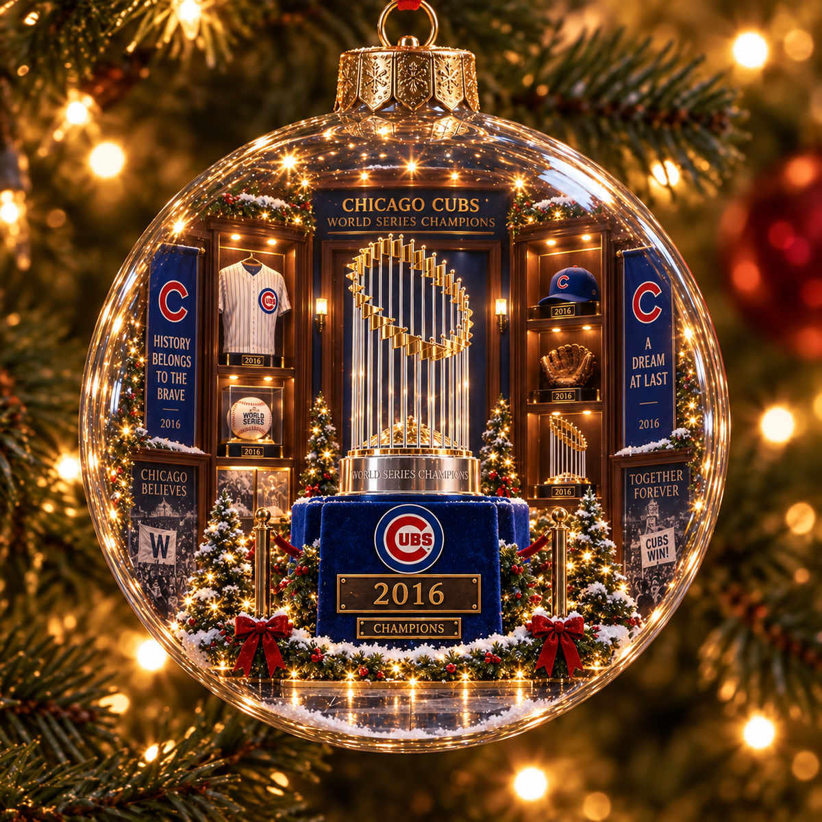 Fly the W — Light-Up Baseball Heritage Ornament