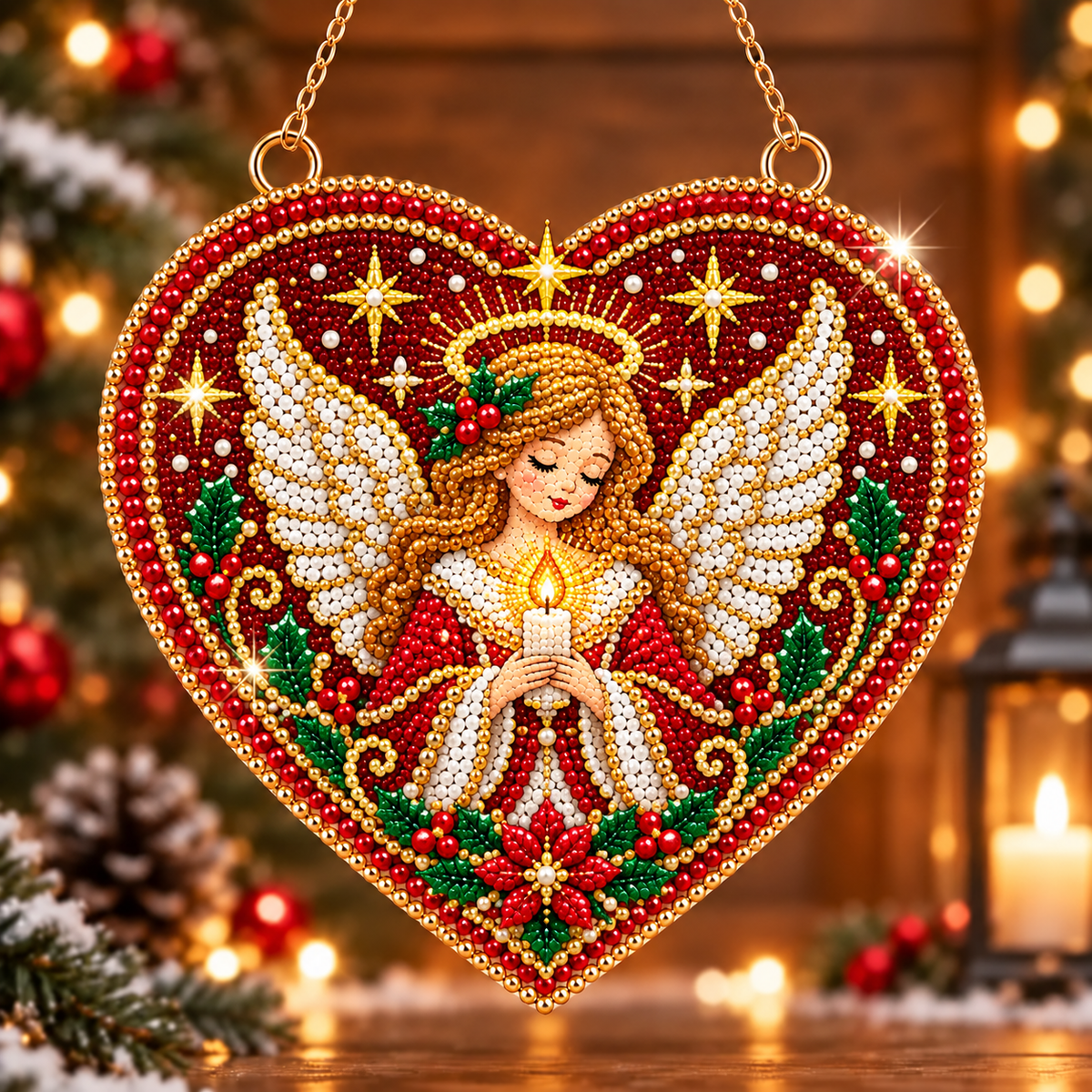 DIY Christmas Angel Heart Ornament