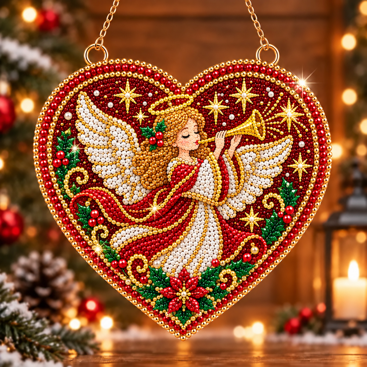 DIY Christmas Angel Heart Ornament