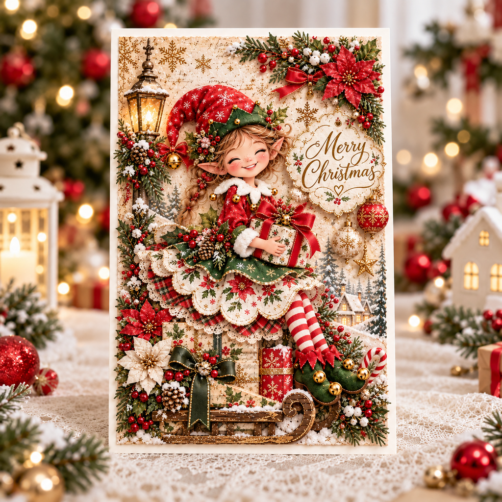 3D Layered Christmas Greeting Card