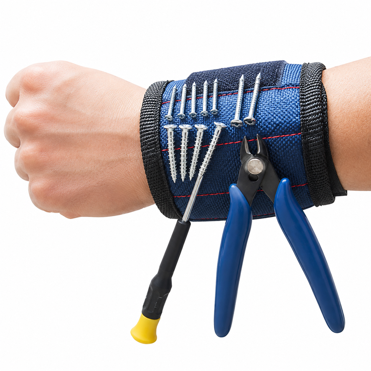 Heavy duty magnetic wrist tool organizer strap with reinforced nylon and secure Velcro Sikunuo